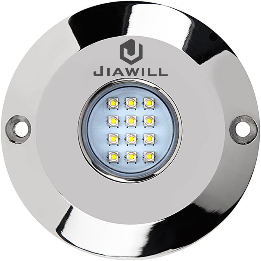 jiawill 60W CREE LED Surface Mount Underwater Boat Lights 316L Stainless Steel with Internal Driver and Overheat Protection 2853 Lumens