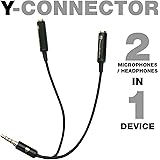 Headphone Splitter - Y Splitter Mic and Headphones - Audio Splitter - 3.5mm Headphone Splitter - Jack Splitter - Headset Microphone Splitter - Dual Headphone Splitter - Lavalier Microphone Splitter