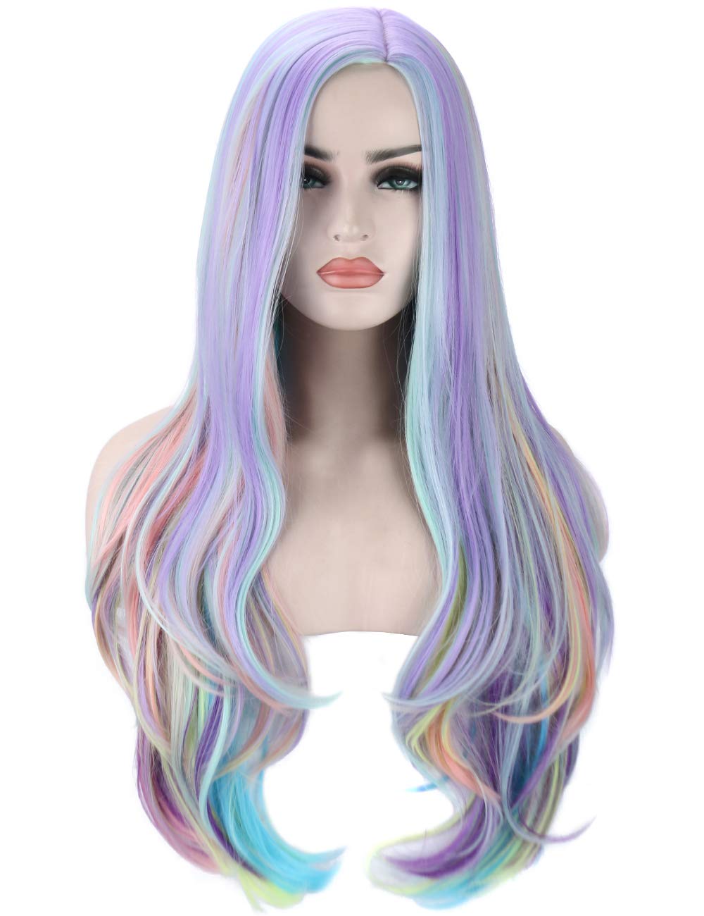 Amazon Com Sotica Women S Rainbow Multi Color Hair Wigs Long