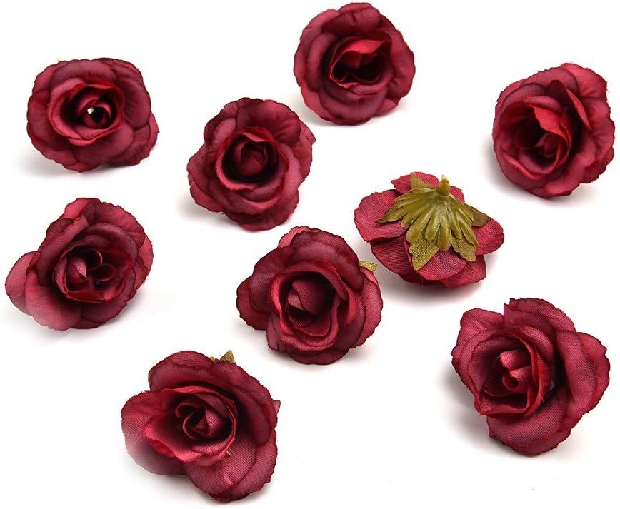 Fake Flowers for Decoration Peony Flower Head Silk Flowers Artificial Flowers Outdoor Wedding Decoration DIY Christmas Flowers Artificial Flowers Decorative Wreath Home Decor 30 Pieces 3.5cm (burgundy