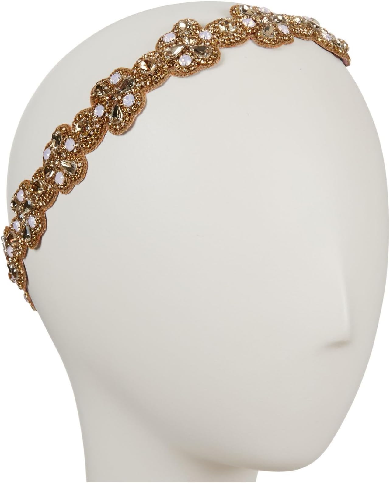 Deepa Gurnani Imperial Flower Mirage in Crystal Headband - Gold/Pink