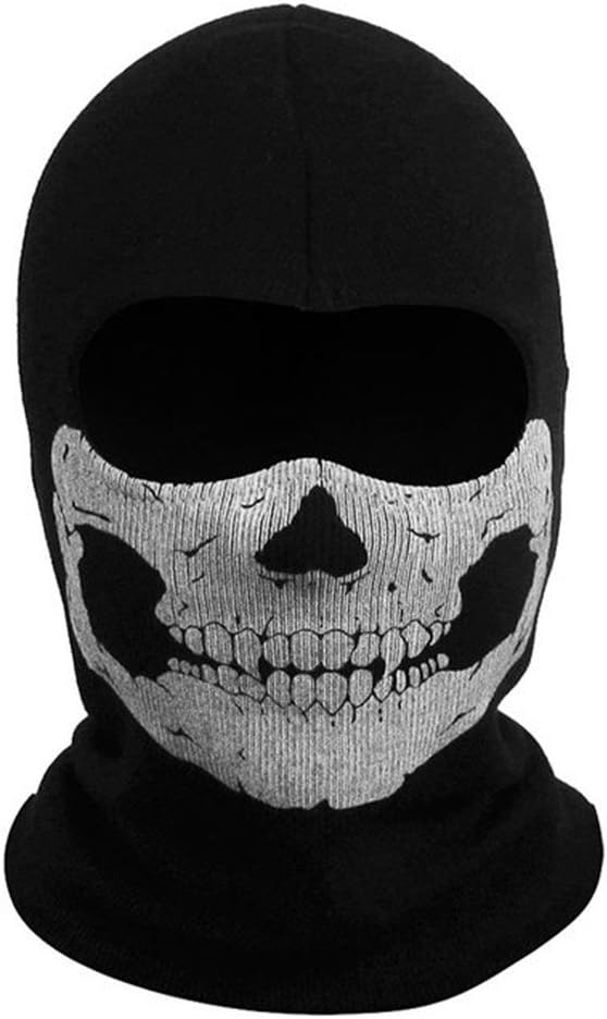 Nuoxinus Black Balaclava Ghosts Skull Full Face Mask for Cosplay Party Halloween Outdoor Motorcycle Bike Cycling Skateboard Hiking Skiing Snowmobile Snowboard: Automotive