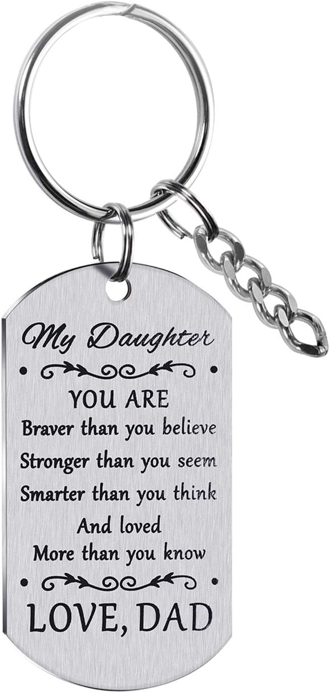 AMATOLOVE to My Daughter Keyring Girls Gifts from Dad Daddy Inspirational Words Jewelry Key Ring Chain