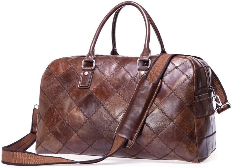 Rossie Viren Vintage Genuine Leather Quilted Travel Duffel Weekend Carry On Luggage Shoulder Bags