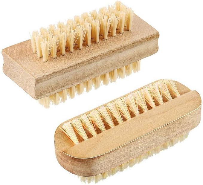 kuou 2 Pieces Wooden Nail Brushes, Double Sided Wood Nail Cleaning