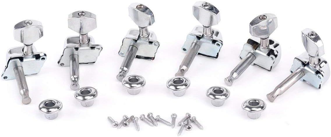 Musiclily 6 in Line Semi Sealed Guitar Tuners Tuning Pegs Keys Machine Heads Set for Strat Squier Style Electric Guitar Chrome - Image 3