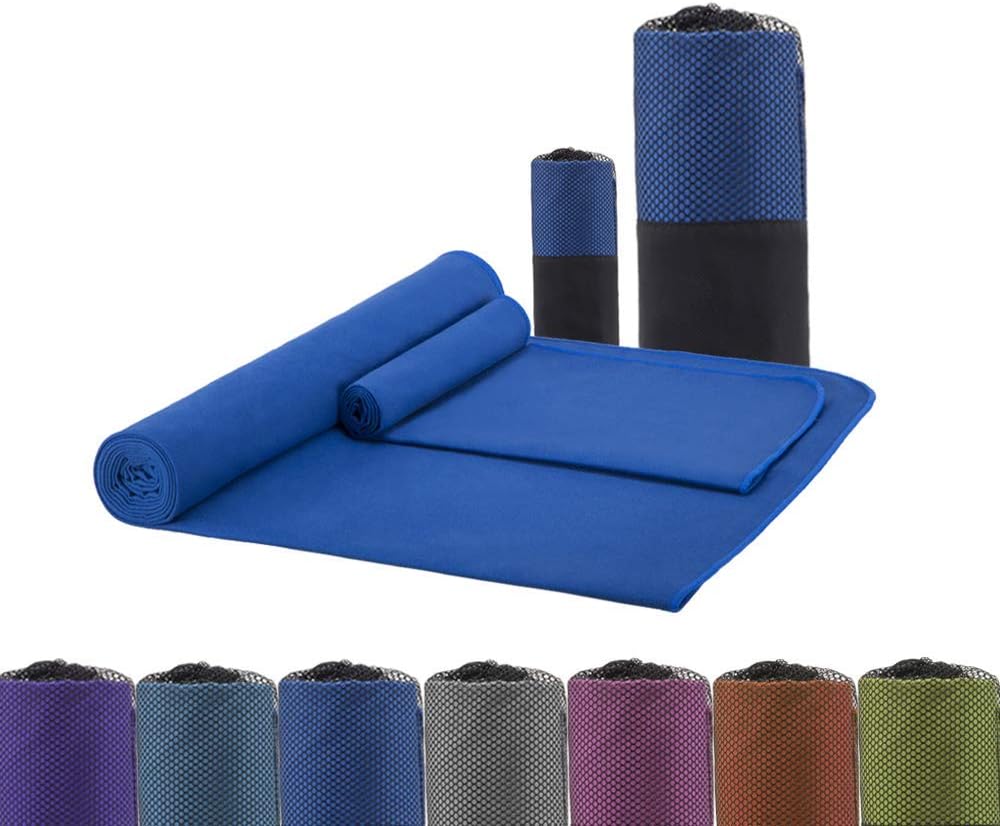EVERWELL Microfiber Towels, Ultra-Light Anti-bacteria Sports Travel Large Towel+Carry Bag, Super Absorbent Soft Gym Yoga Towel Beach Towel, Hand Face Bath Towel (L: 75x150cm, S:40x60cm)