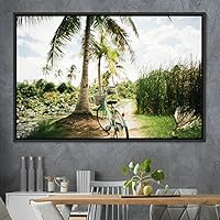 Framed Canvas Wall Art Palm Tree Colorful Cool Group Multicolor Photography Places Realism - 16x24 inches