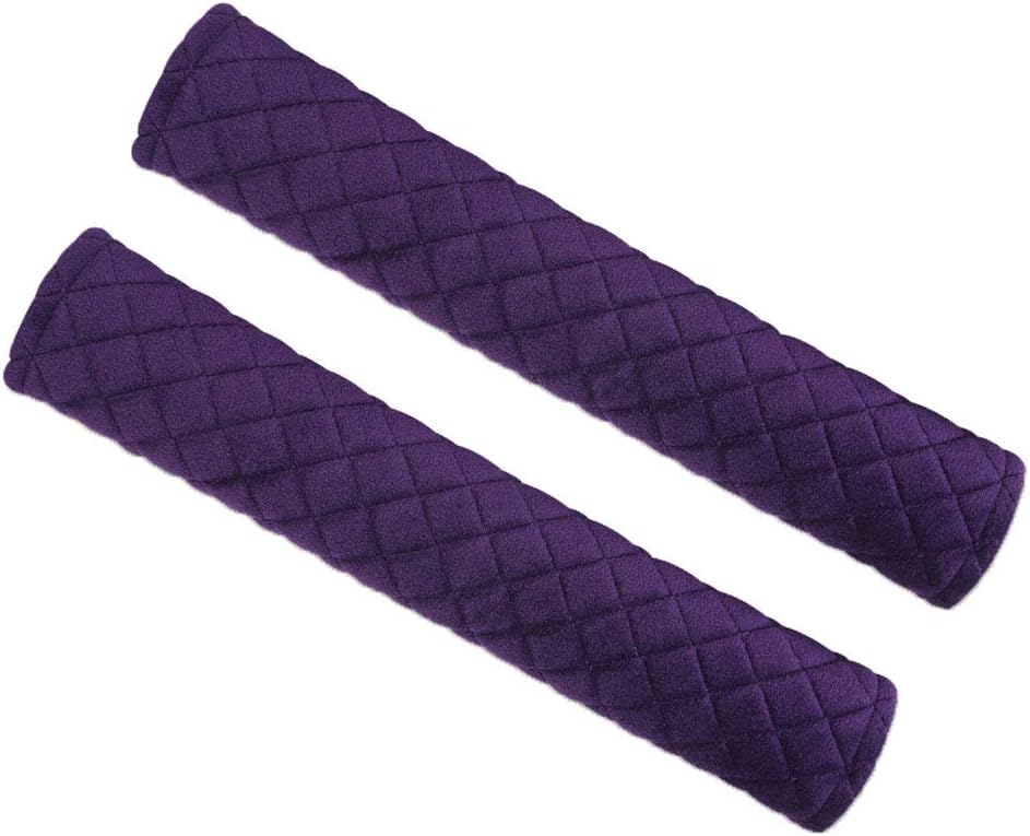 Derkoly 1 Pair Car Vehicle Soft Warm Plush Winter Safety Seat Belt Shoulder Pads Cover - Purple
