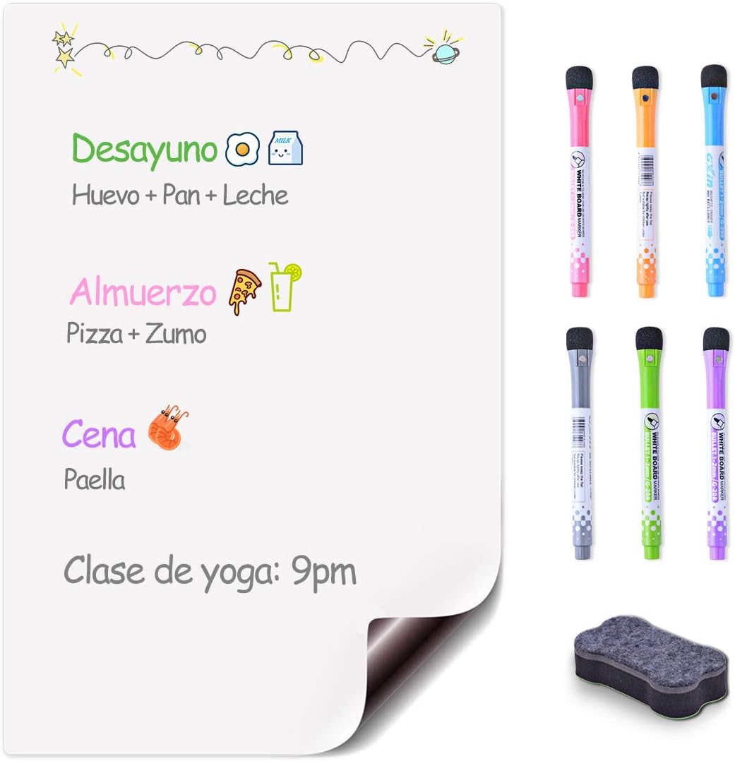 Borrador Pizarra Blanca Magnético Borrador Magnético Para Pizarra Blanca + Juego De Rotuladores Borrables En Seco - Borrador Tipo Limpiaparabrisas Kit Rotuladores Borrado Seco
