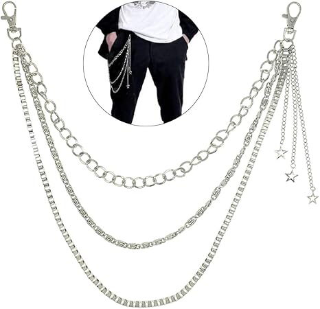 Amazon.com : Shuxy Pocket Chain Pants Chain Trousers Chain with Star 3 Layer Pocket Keychain Hip 