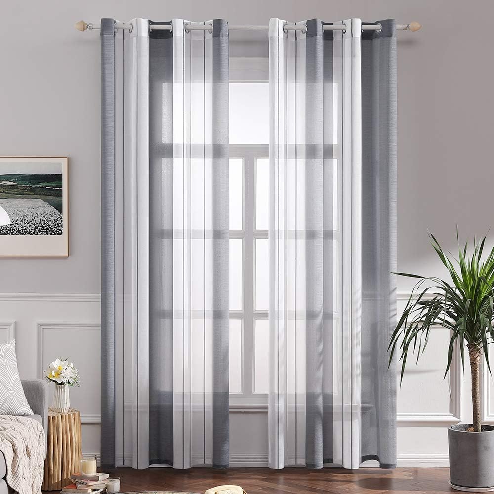 Laneetal Tende In Voile Effetto Lino Con Occhielli - 2 Pannelli 140x175 Cm, Bianco, Morbide E Trasparenti, Per Soggiorno