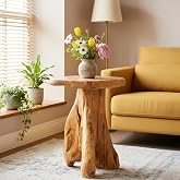 Warmaxx Cedar Roots Tree Stump Live Edge Side Table 14"x13"x18" Plant Stand | Rustic Natural Solid Wood End Table Farmhouse Accent Coffee Table Living Room Couch Bedroom Garden Outdoor Home Decor