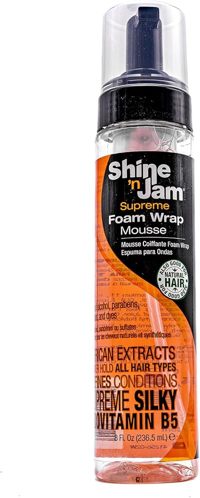 Ampro Shine-n-Jam Supreme Hold Foam Wrap Mousse Silk Protein 236.5 ml Alcohol