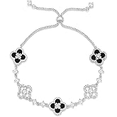 Women's 18K Gold Plated Clover Bracelet with Natural Shell - Four Leaf Lucky Charm Dainty Link Bracelets Jewelry for Women, Trendy Birthday/Mother's Day Gift