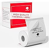 Phomemo Transparent Thermal Labels, Round, Self-Adhesive, 1.57"x1.57" (40x40mm), Clear, 180 Labels/Roll