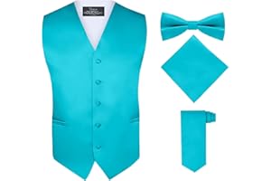 S.H. Churchill & Co. Men's 4 Piece Vest Set, with Bow Tie, Neck Tie & Pocket Hankie