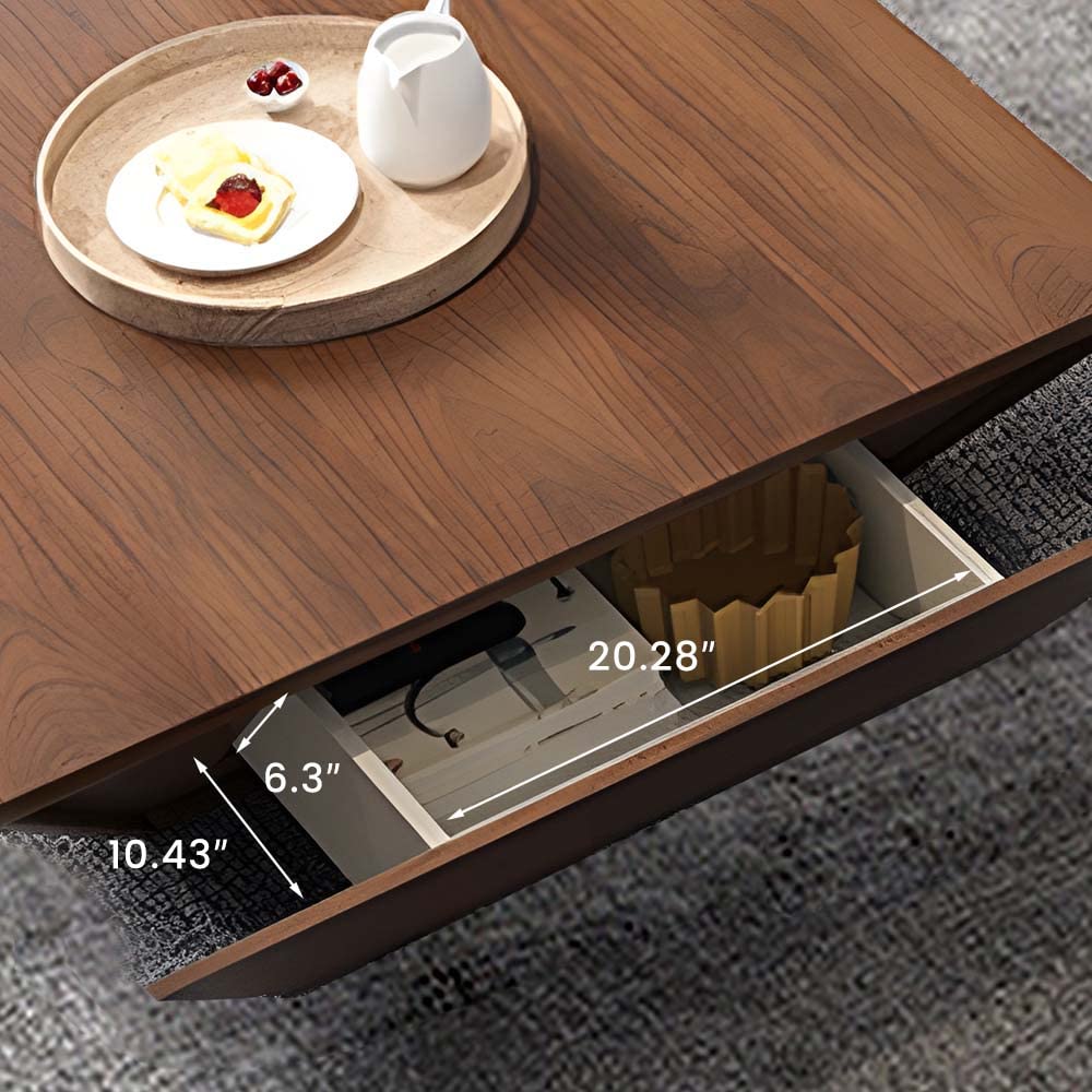 POVISON Modern Square Coffee Table, Wood Coffee Table with Storage ...