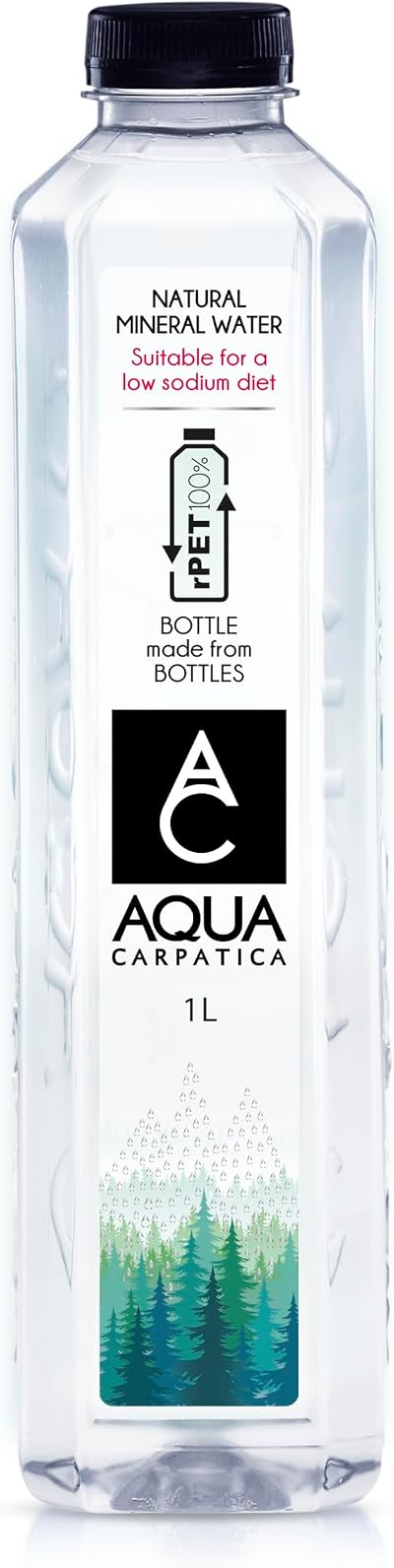 AQUA Carpatica 1L x 6 rPET Pure Natural Still Mineral Water 6 Pack