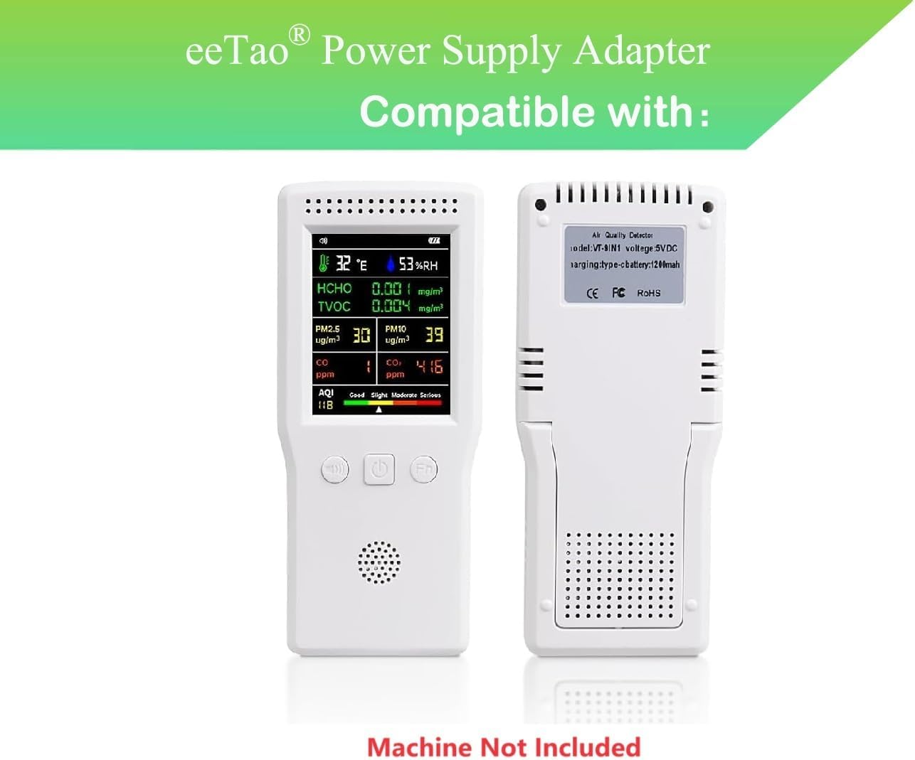 ດ້ານໜ້າ view of the eeTao 5V USBC AC/DC Adapter Charger