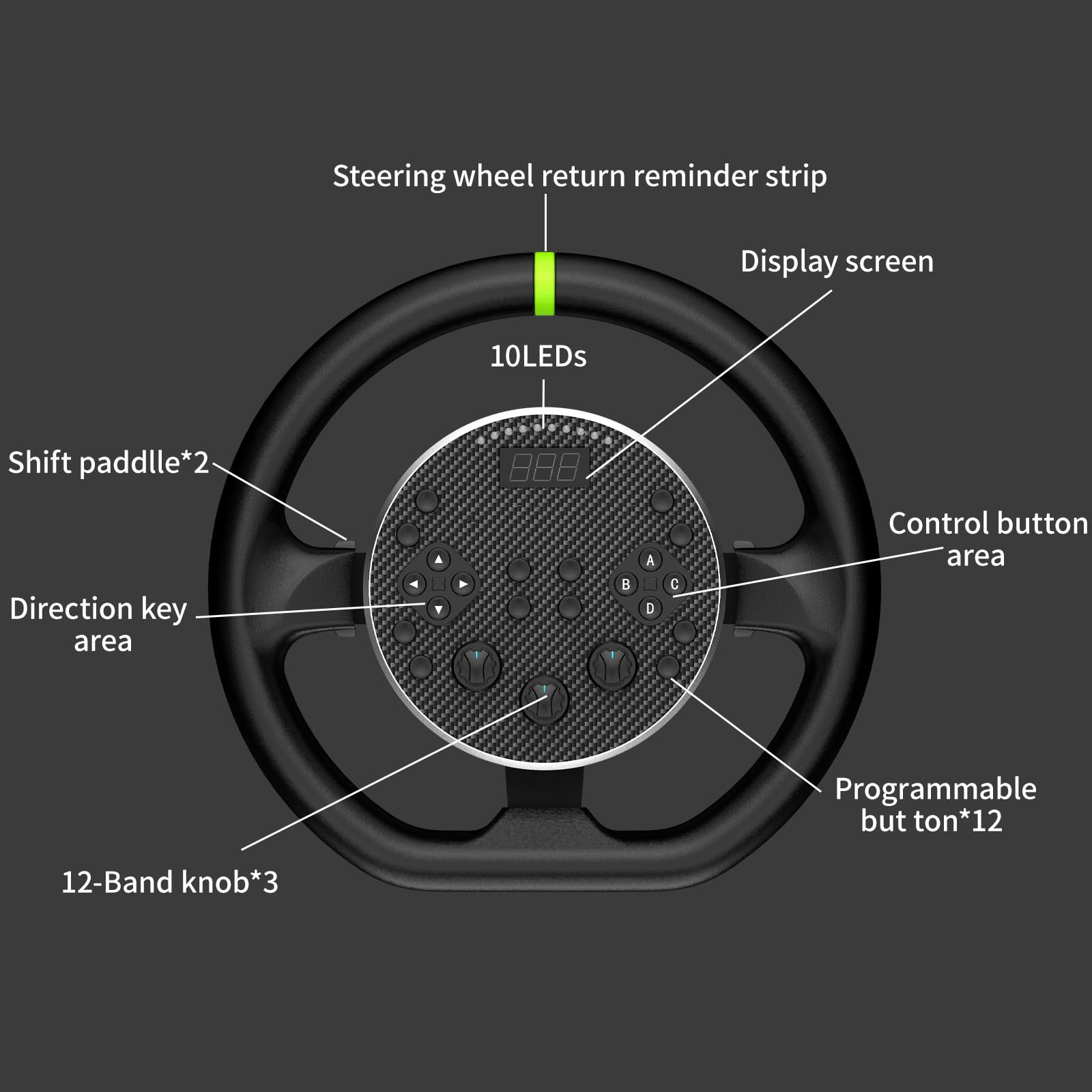 CAMMUS Racing Wheels, cubierta de rueda de cuero + retenedor de escritorio, fuerza de retroalimentación real, levas de cambio magnéticas, operación de alto rendimiento de PC - negro (Negro - juego de 2 piezas)