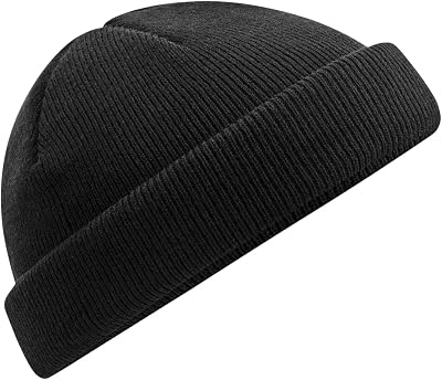 Beechfield B43R Black Fisherman Beanie Hat Unisex 100% Recycled Polyester