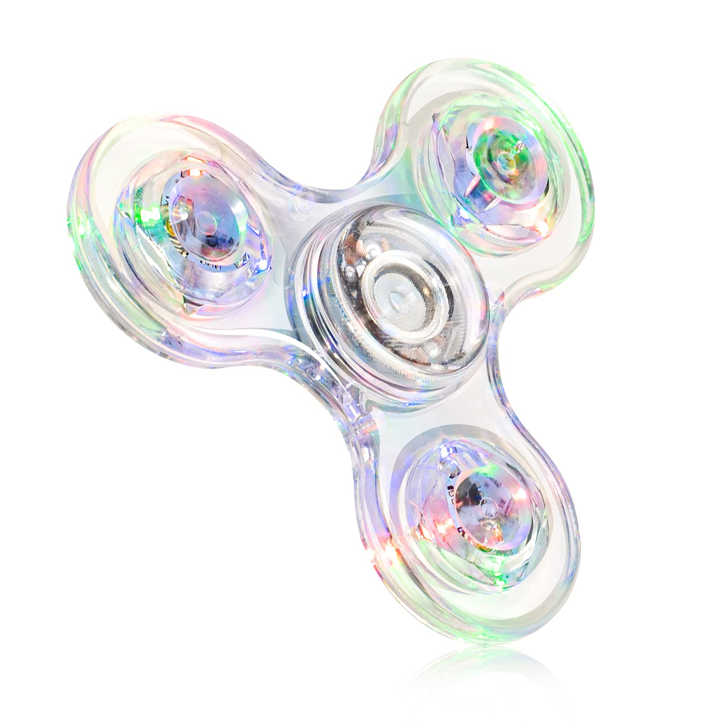 FIGROL LED Fidget Spinner - Clear Crystal Light Rainbow Toy Finger Hand Spinner (Crystal)