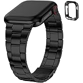 Fullmosa No Tools Needed Compatible with Apple Watch Bands for Women Men 41mm 40mm 38mm, Metal Strap with Case for iWatch Series 9 8 7 6 5 4 3 2 1 SE3/2/1, Black