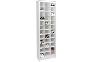 Prepac White Tall Storage Cabinet, Shoe Cabinet, Entryway Furniture with 36 Shoe Cubbies 13"D x 23.5" W x 72.5" H