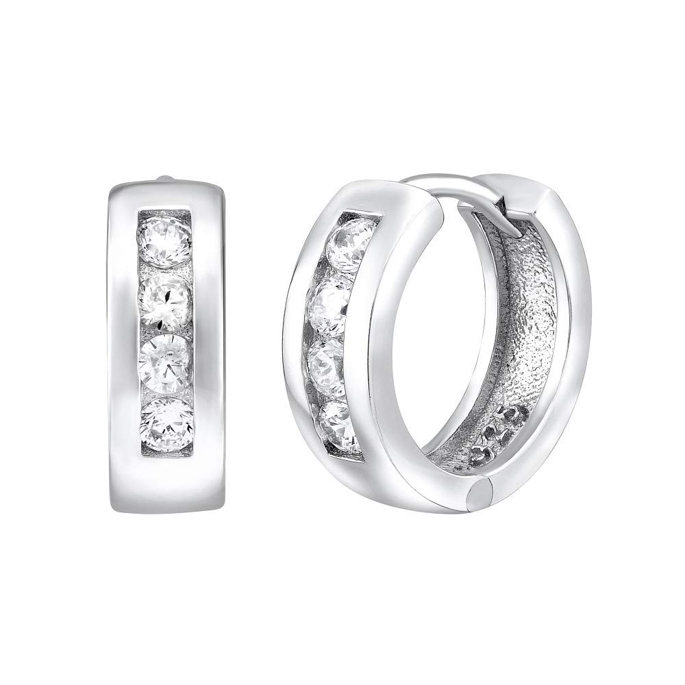 SILVEGO 925 Sterling Silver Huggie Earrings MADELYN with Zirconia
