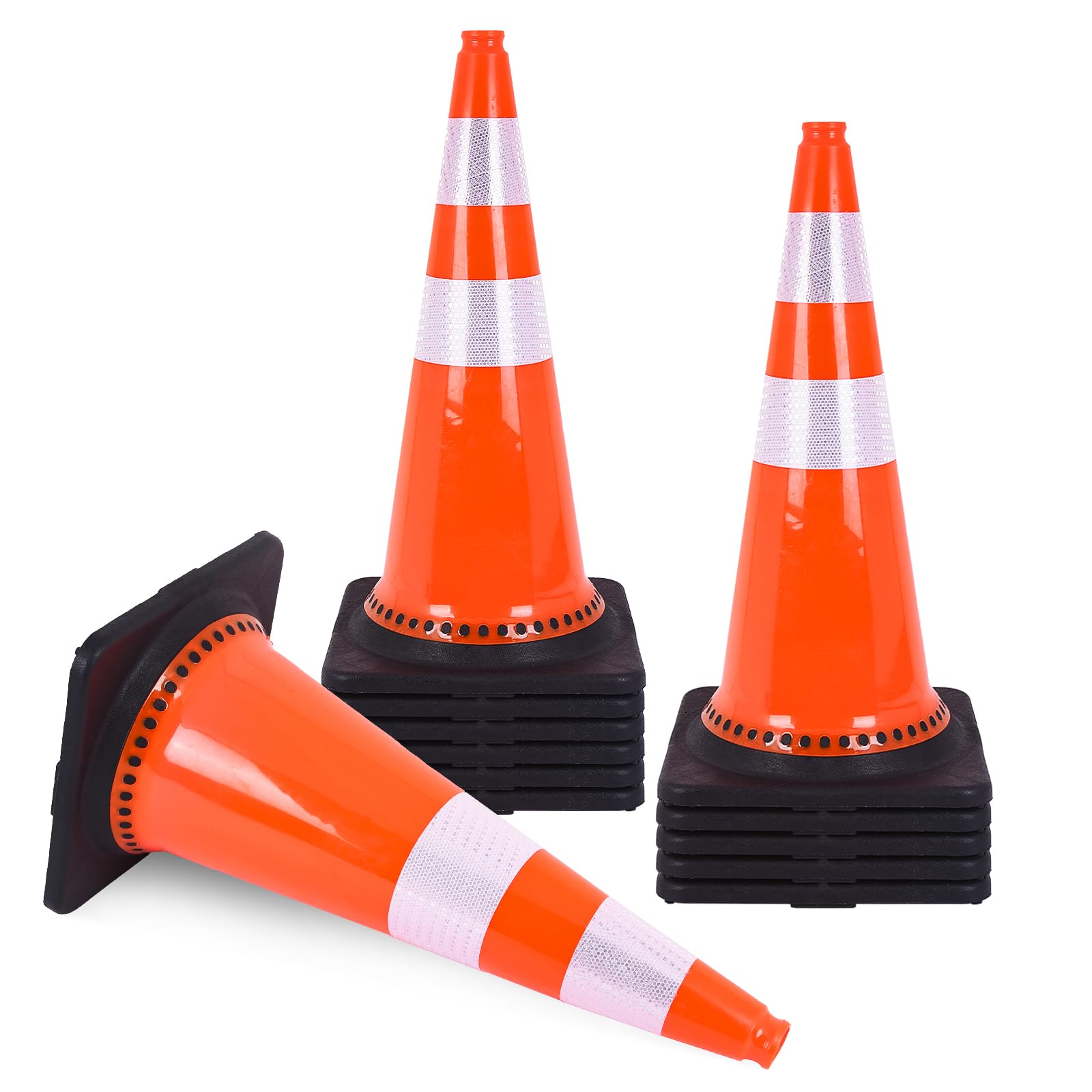 Photo 1 of 12 Pcs 28 inch Traffic Cones with Reflective Collars,PVC Parking Cones Orange for Parking Lot, Construction Cones,Parking lot, Driveway, Driving Training