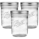 Ball Wide Mouth Glass Mason Jars with Lids and Bands, Used for Canning, Pickling, Juice, Jam, Jelly, Pint Size 16 Ounce (Pack
