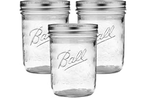 Ball Wide Mouth Glass Mason Jars with Lids and Bands, Used for Canning, Pickling, Juice, Jam, Jelly, Pint Size 16 Ounce (Pack of 3)
