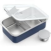 Bakpoco Stainless Steel Bento Lunch Box for Adult, 42oz Leak-Proof Lunch Box Containers, Microwave-Safe, with Adjustable Divider, Convenient Metal Lunchbox for Work, Travel