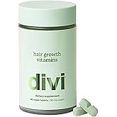 Divi Hair Growth Vitamins for Women and Men - Made with Clean, Vegan, and Science-Backed Ingredients - Promotes Hair Growth, Reduces Shedding, Boosts Thickness and Fullness - 30 Day Supply, 60 Count