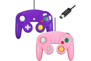 Gamecube Controller, Cipon Wired Controller Gamepad Compatible with Nintendo Wii/GameCube - Enhanced (Pink & Purple)