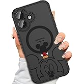 Lastma Case for iPhone 16 Plus [Compatible with MagSafe], Cute Design Magnetic Black Translucent Frosted Matte Soft TPU Bumper Hard PC Back Protective Case with Camera Protection - B-Mic