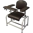Helsevesen Comfortable Padded Blood Drawing Chair, Phlebotomy Chair with Adjustable Armrest (Coffee Brown)