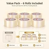 1ABOVE Clear Packing Tape 48mm x 66m Six Rolls 54 Microns Heavy Duty view 7