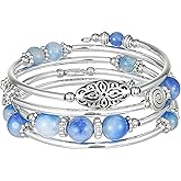 FULU AUTUMN Stackable Beaded Bracelets for Women Boho Wrap Silver Bracelet Layered Fashion Jewelry Gifts for Her