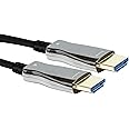 J-Tech Digital HDMI 2.0 Active Fiber Optic Cable 18Gbps 49.2 Feet | 4K 60Hz 4:4:4 HDR10 HDCP 2.2 Unidirectional [JTECH-FCAB154K]
