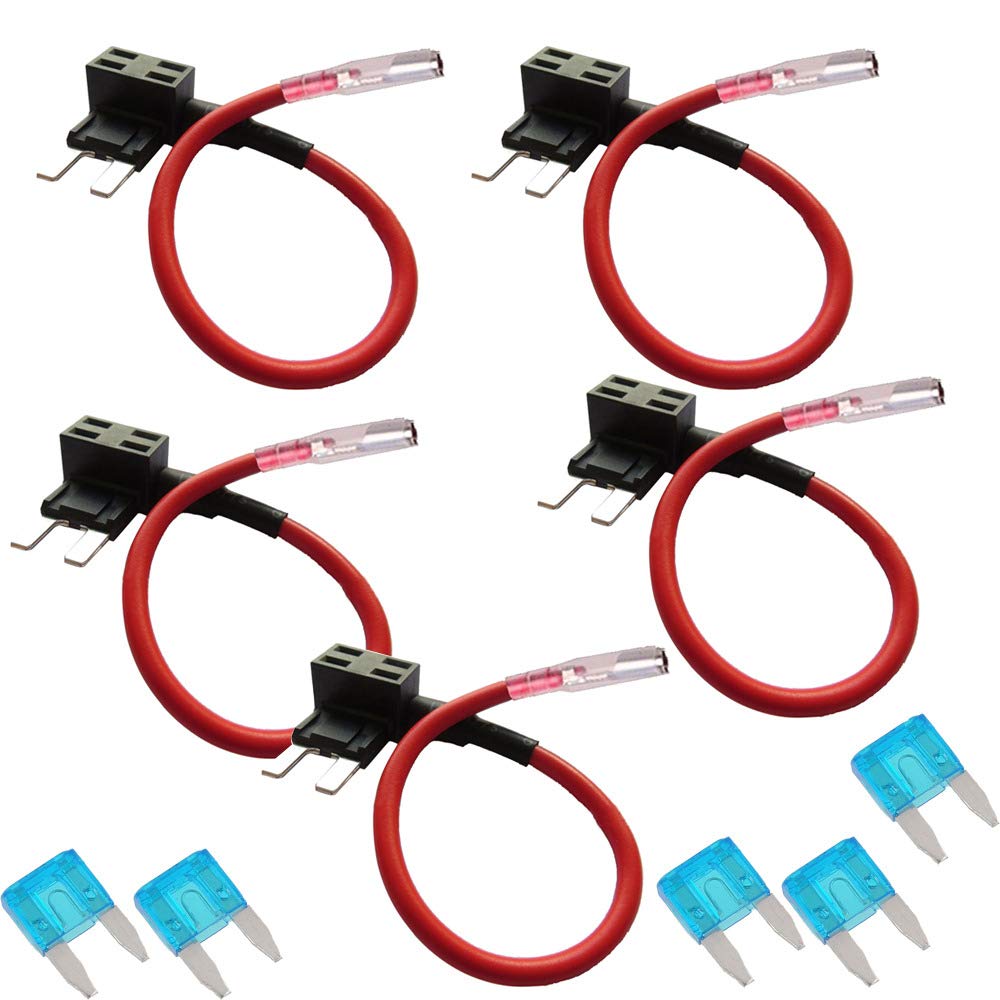 Mintice™ 5 X Car Vehicle 12V ATM APM Add A Circuit Fuse Tap Piggy Back Mini Fuse Style Blade Holder 15A