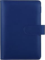 HAUTOCO PU Leather A6 Budget Binder Cover 6 Ring Notebook Folder Navy Blue view 1