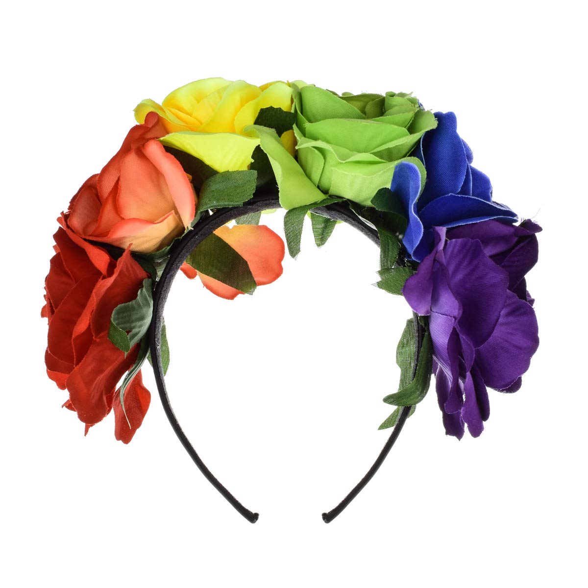 Photo 1 of June Bloomy Rose Floral Crown Garland Flower Headband Headpiece for Wedding Festival (Rainbow)