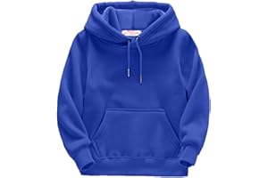 ZHIZAIHU Kids Boys Girls Solid Hoodies Brushed Long Sleeve Hooded Sweatshirt Thick Warm Pullover Drawstring Blouse