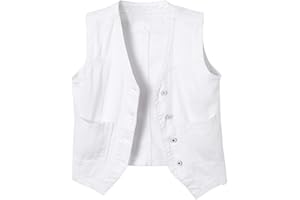 Ladyful Women's Sleeveless Denim Vest V Neck Button Down Jean Waistcoat Jacket