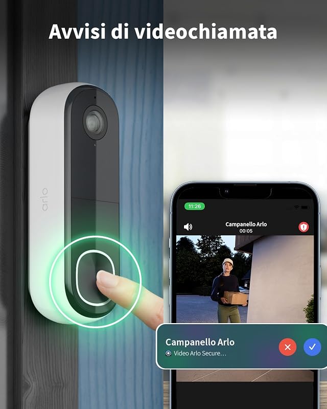 Videocitofono HD wireless & telecamera 2K da interno – Sicurezza Smart Home per famiglia e animali, visione notturna, rilevamento movimenti, audio bidirezionale, compatibile Alexa