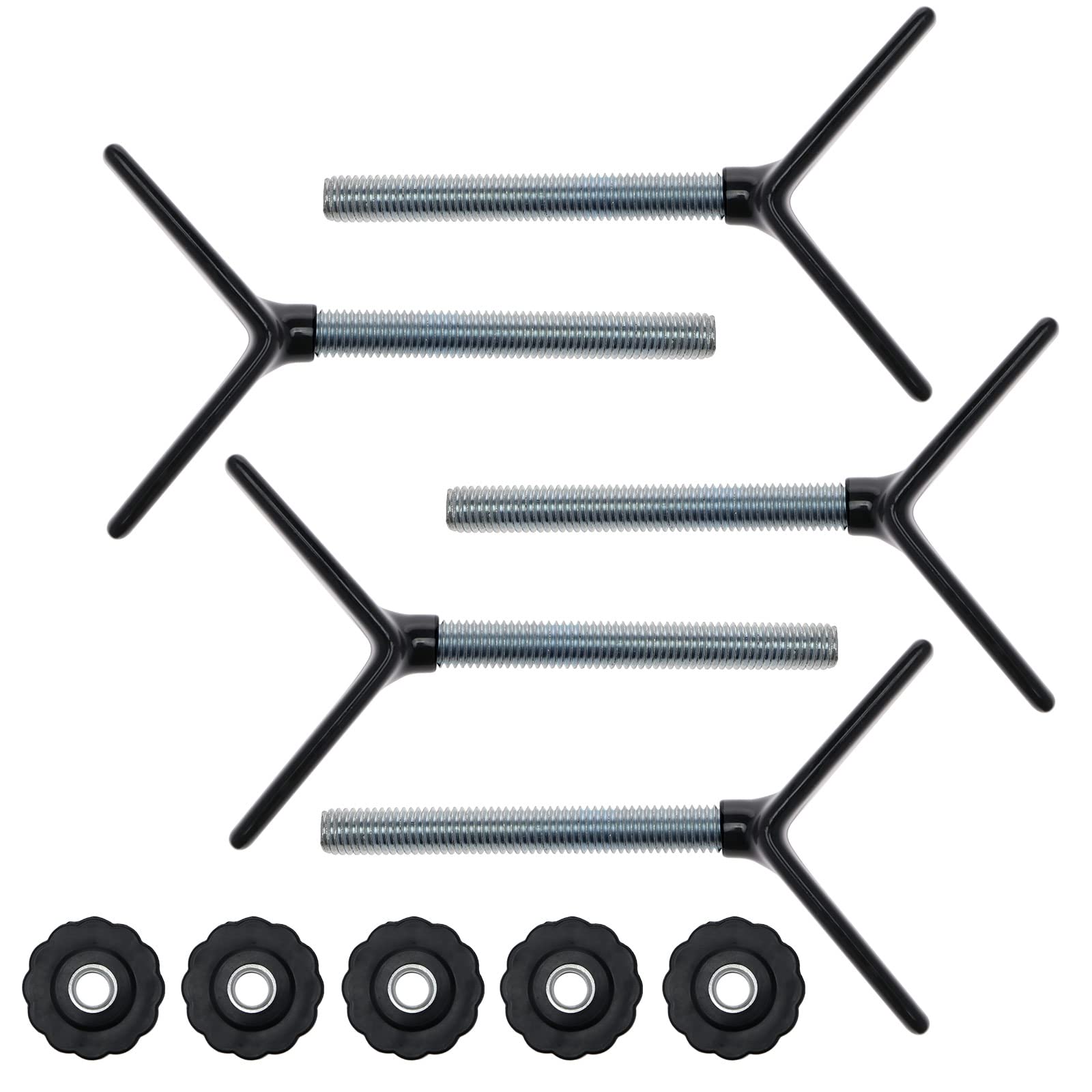 EMSea 5 Sets Baby Gate Stairs Banister Adapter M10 Stair Y Threaded Spindle Rods for Pressure Mounted for Child & Pet Safety Gates