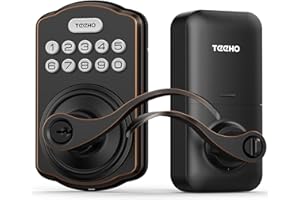 TEEHO Keyless Entry Electronic Door Locks with Keypads - Deadbolt Smart Lock - Front Door Lock Set with Door Levers - Auto Lock - Easy Installation - Oil-Rubbed Bronze