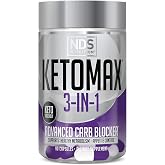 Keto-Max NDS Nutrition Advanced 3-in-1 Carb Blocker - 90 Capsules | White Kidney Bean, Chitosan, Raspberry Ketones, Vanadium, Fat Loss Support, Appetite Suppressant, Metabolism Booster